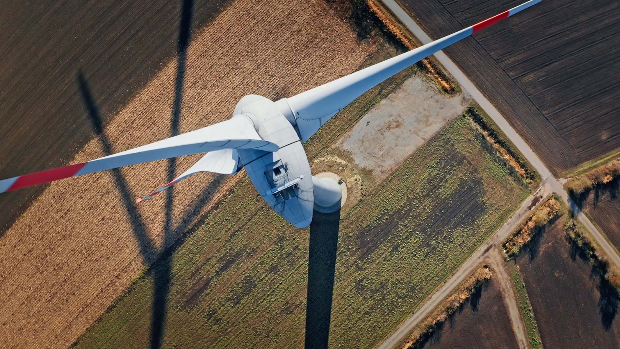Aerial view of a wind turbine
